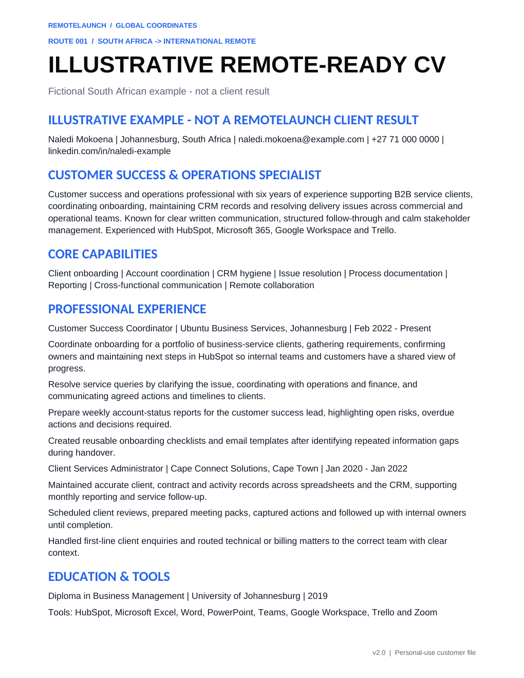 Actual remote-ready CV preview